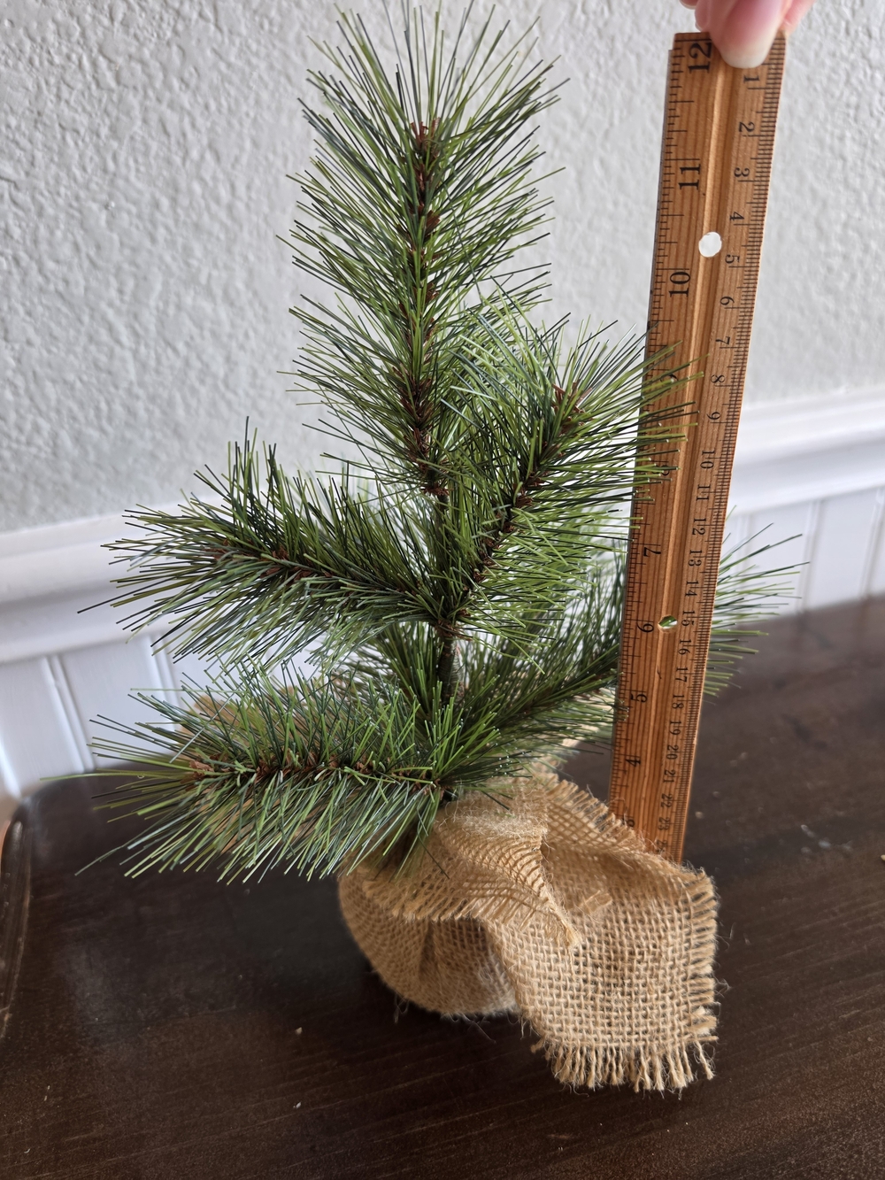 12" Faux Pine Mini Tree with Burlap Base - Farmhouse Tabletop Christmas Tree